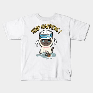 Ship Happens funny pun - siamese cat Kids T-Shirt